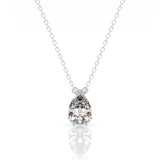 GEORGINI ELEGANT ESSENTIALS 7MM PEAR CUT HIDDEN HALO PENDANT SILVER