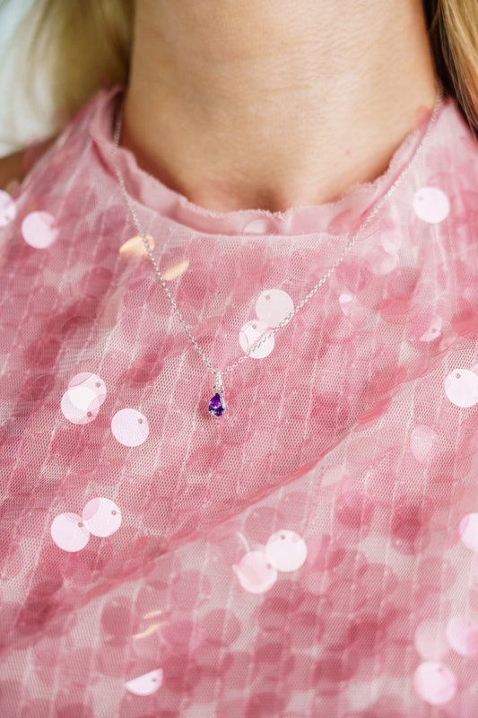 GEORGINI WISTERIA PENDANT AMETHYST CZ SILVER