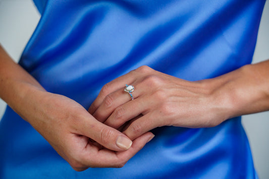 GEORGINI WISTERIA CREATED OPAL FLORIBUNDA RING SILVER