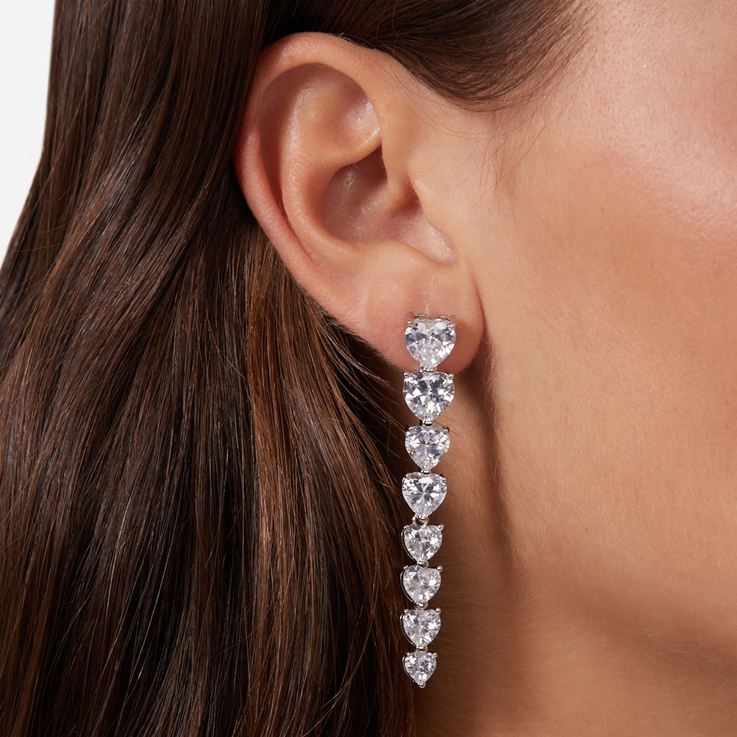 Chiara Ferragni Infinity Love Silver and White Heart Cubic Zirconia Earring (Single Earring Only)