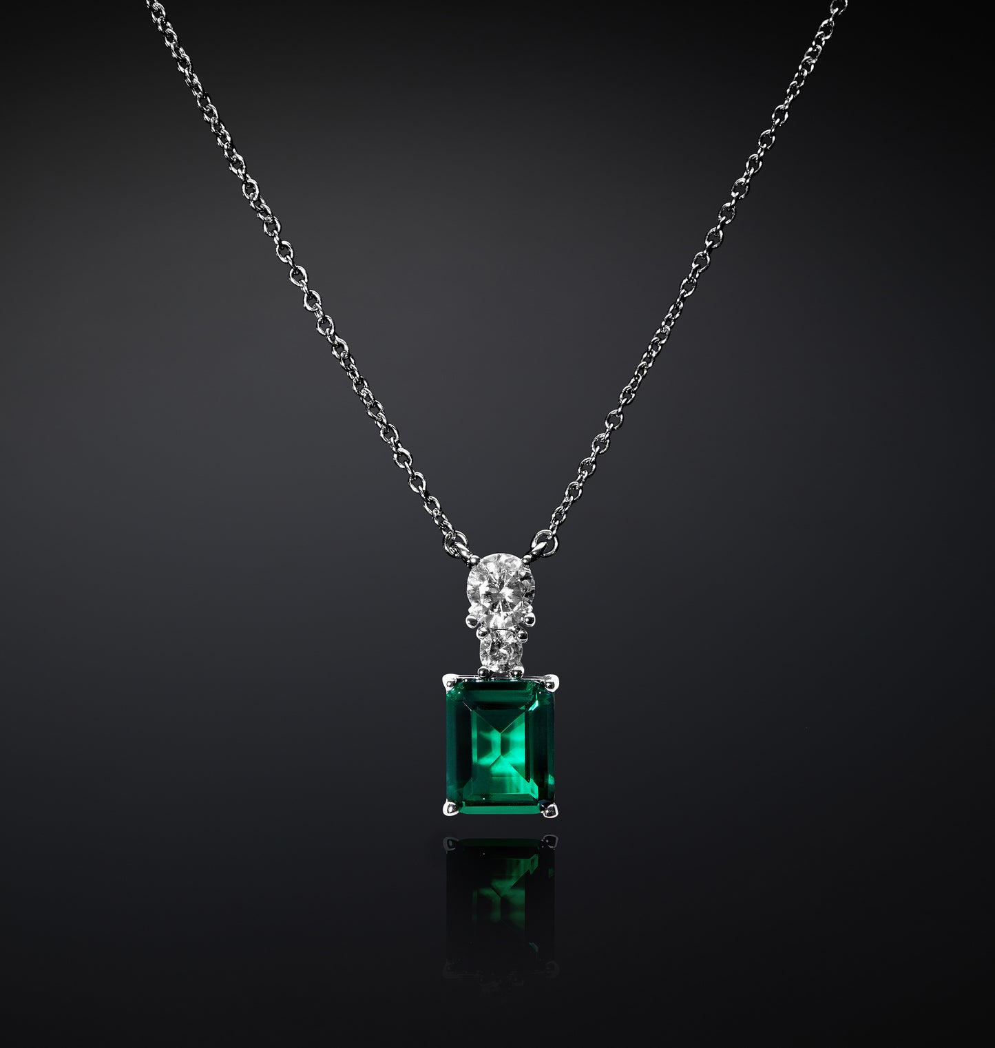 Chiara Ferragni Emerald Silver and Green Zirconia Pendant Necklace