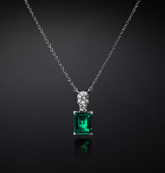 Chiara Ferragni Emerald Silver and Green Zirconia Pendant Necklace