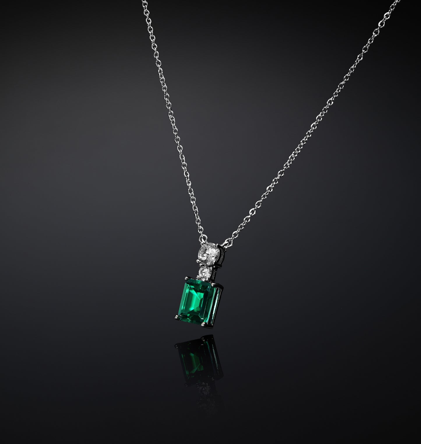 Chiara Ferragni Emerald Silver and Green Zirconia Pendant Necklace