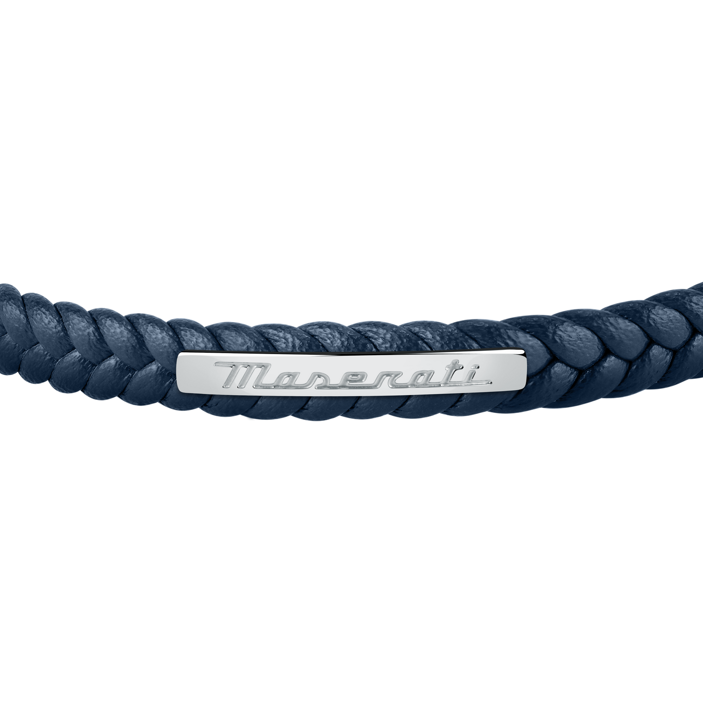Maserati Blue with Silver Recycled Leather 225mm Bracelet
