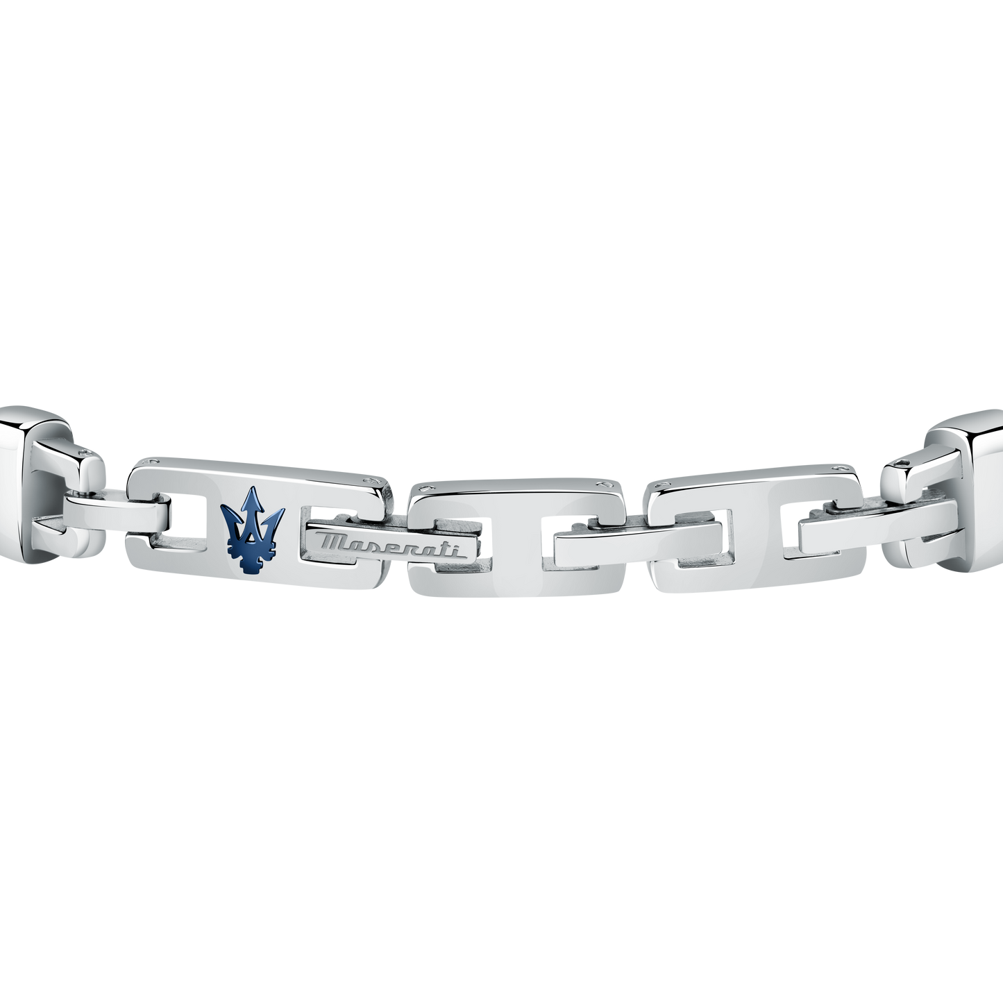 Maserati Blue with Silver Recycled Leather 225mm Bracelet