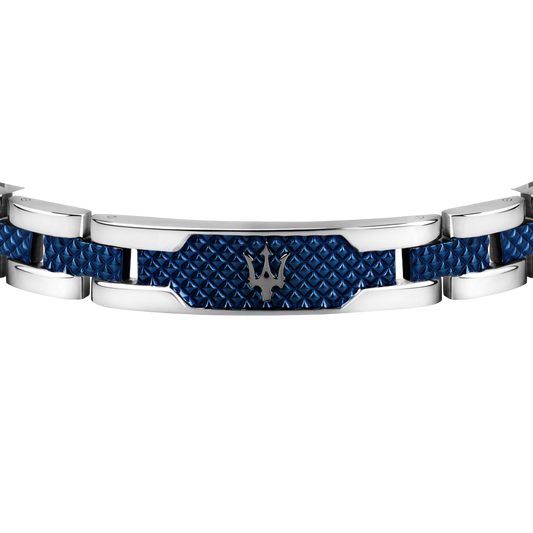 Maserati Dark Gunmetal and Blue Stainless Steel Bracelet