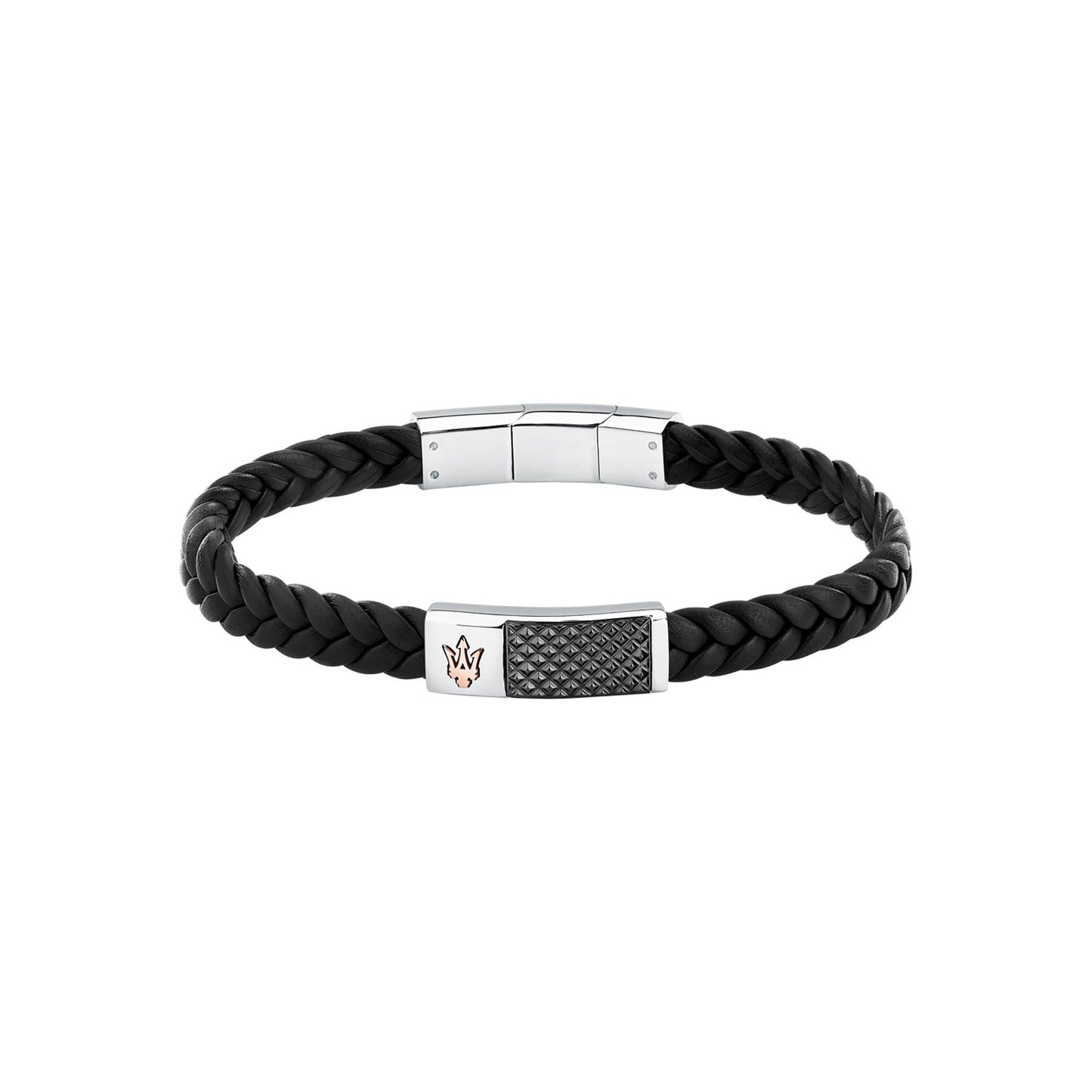 Maserati Men's RG & Gun Metal Leather Bracelet