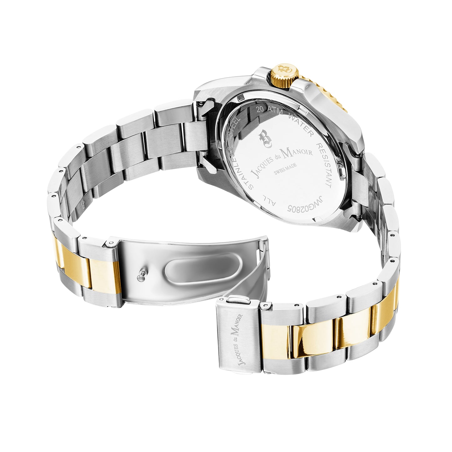 Jacques Du Manoir Swiss-Made Pro Scuba 43mm 200m Water Resistant Two Tone Red/Blue Bezel Watch