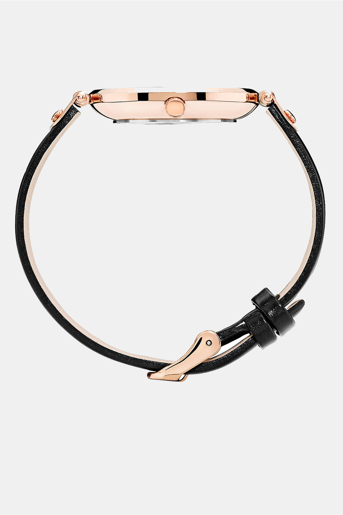 Mockberg Sigrid 34mm White Dial Rose Gold Case Black Leather Strap Watch