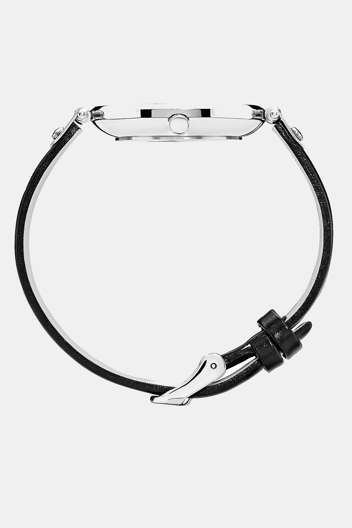 Mockberg Astrid 34mm White Dial Silver Case Black Leather Strap Watch