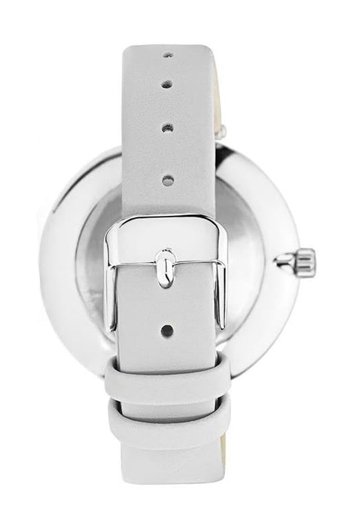 Mockberg Elsa 34mm White Dial Silver Case Grey Leather Strap Watch