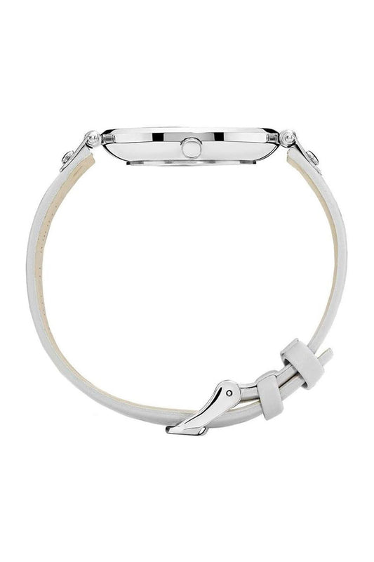 Mockberg Elsa 34mm White Dial Silver Case Grey Leather Strap Watch