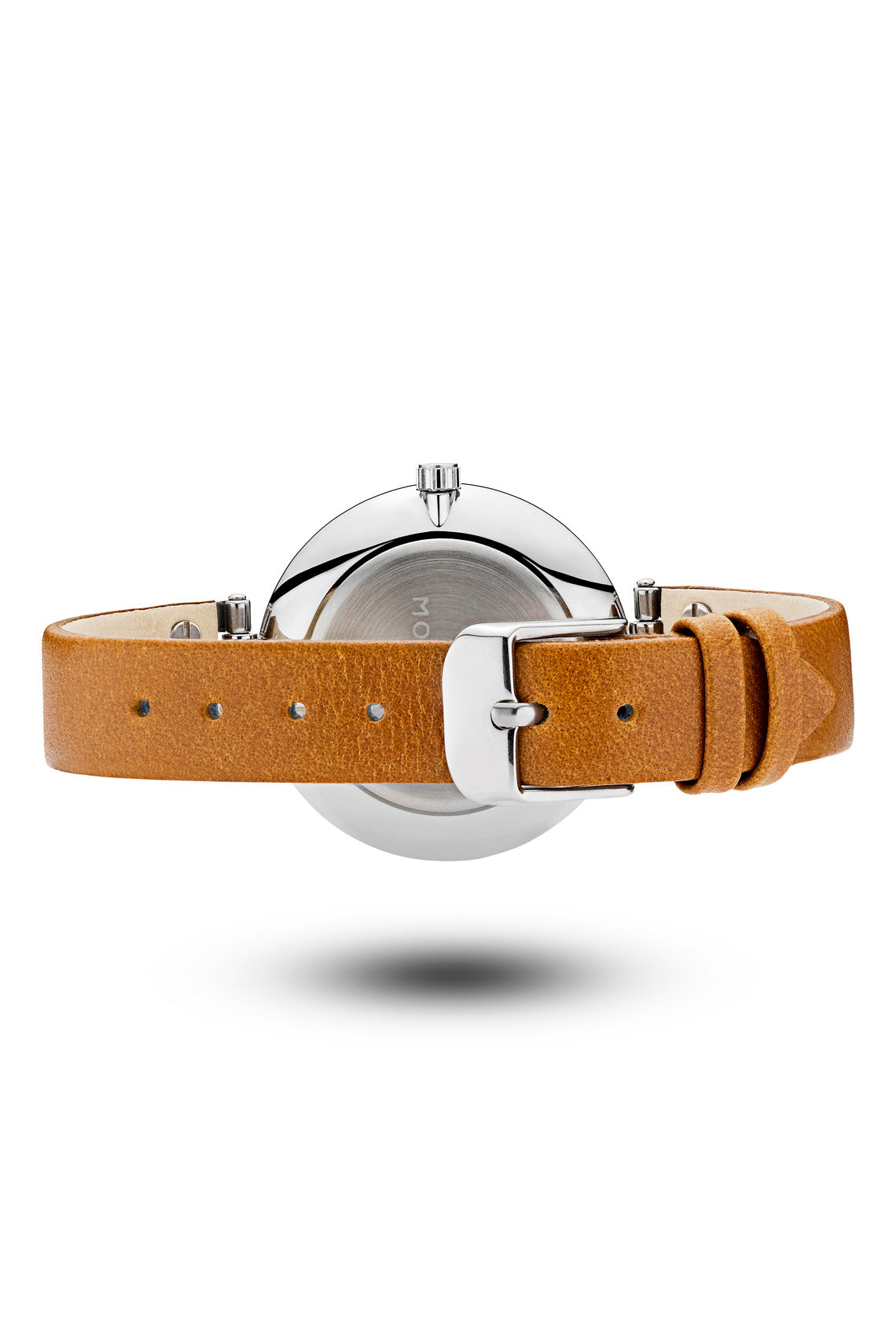 Mockberg Wera 34mm White Dial Silver Case Brown Leather Strap Watch