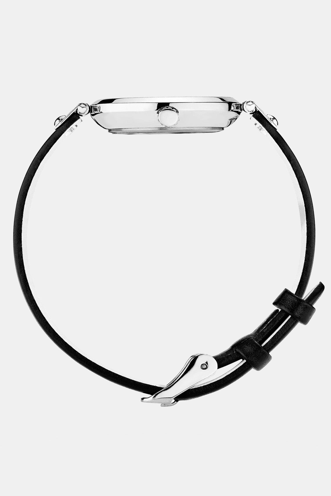 Mockberg Astrid Petite 28mm White Dial Silver Case Black Leather Strap Watch