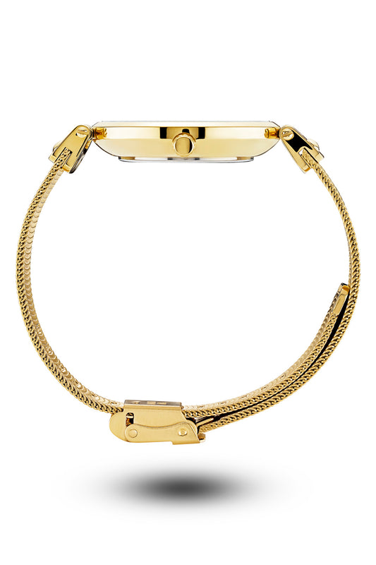 Mockberg Livia 34mm White Dial Gold Mesh Strap Watch