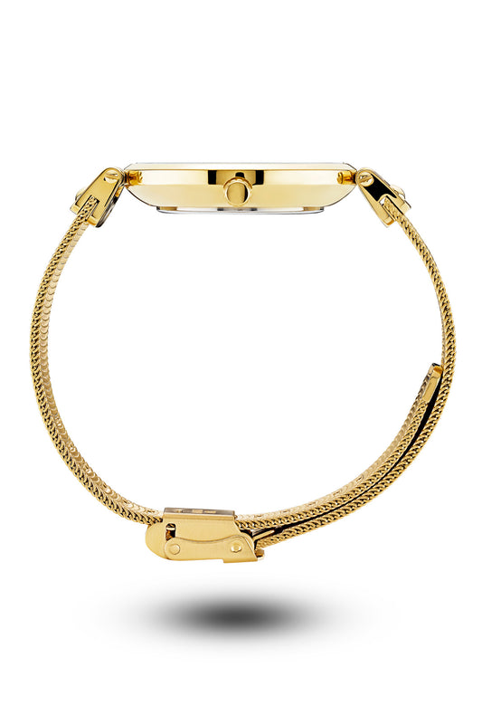 Mockberg Livia Noir 34mm Black Dial Gold Mesh Strap Watch