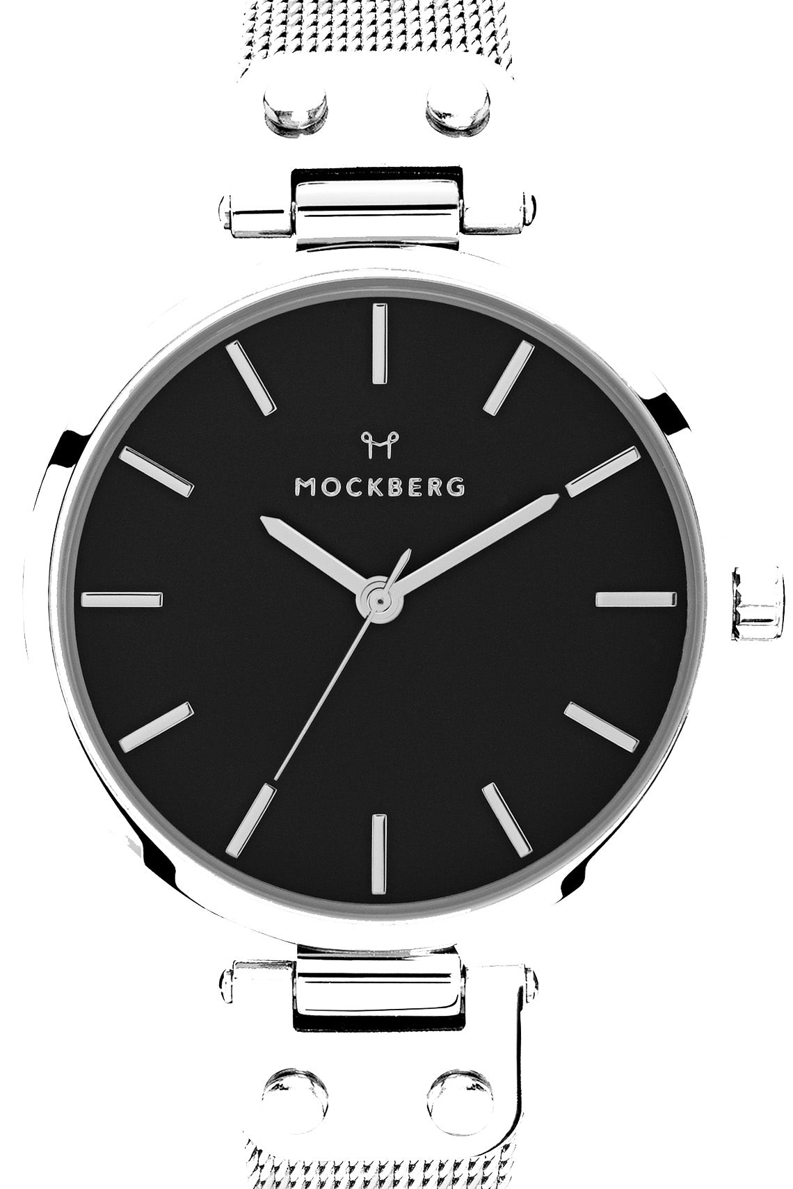 Mockberg Elise Noir 34mm Black Dial Silver Mesh Strap Watch