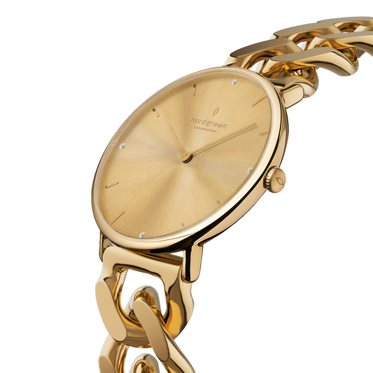 Nordgreen Native 28mm Gold Chain Crystal Dial Watch