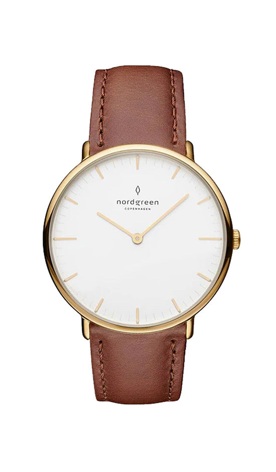 Nordgreen Native 32mm Brown Leather Strap Watch