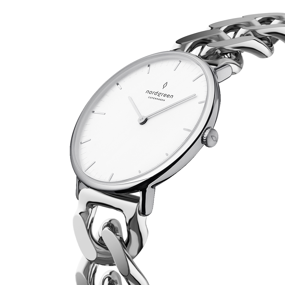 Nordgreen Native 32mm Silver Chain Link Watch