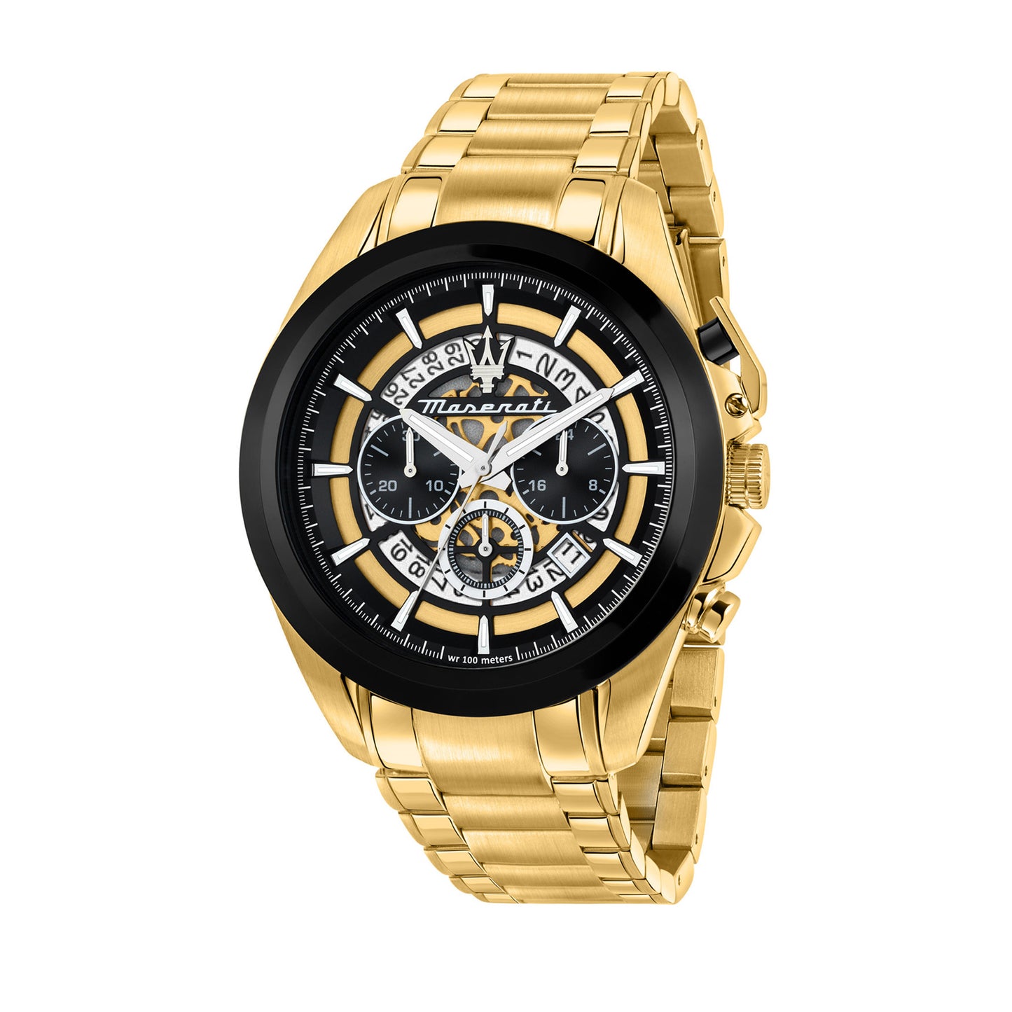Maserati Traguardo 45mm Chronograph Gold Stainless Steel Strap Watch