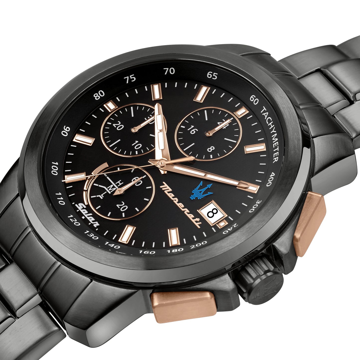 Maserati Successo Solar 44mm Gun Metal Chronograph Watch
