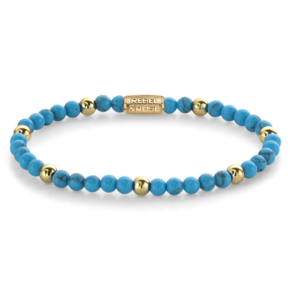 Rebel and Rose Turquoise Delight Yellow Gold Plated 4mm Bracelet