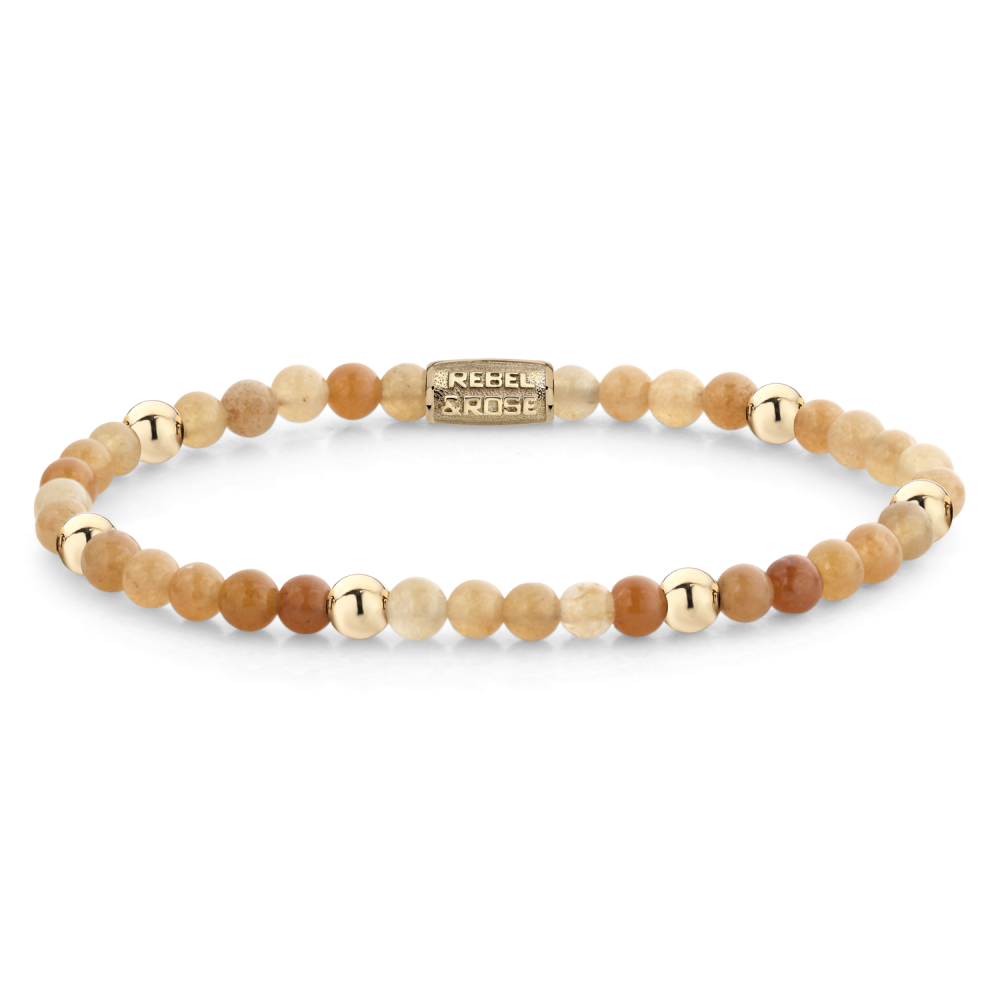 Rebel and Rose Orange Sky 4mm - 18ct Yellow Gold Plated Bracelet