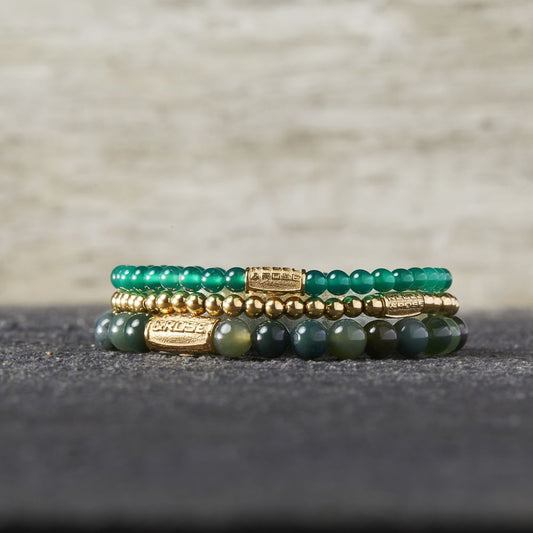 Rebel and Rose Green Harmony Gold 4mm Bracelet
