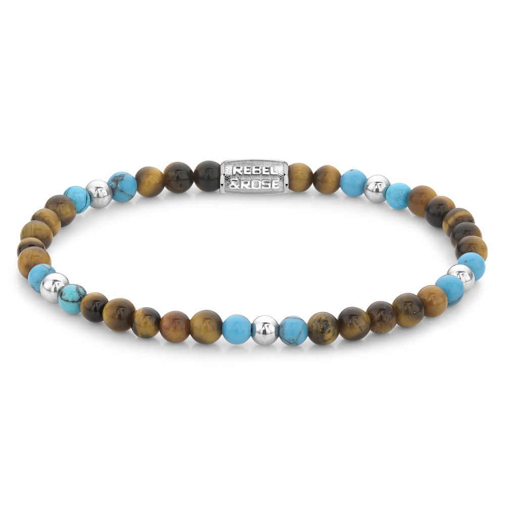 Rebel and Rose Mix Tiger Turquoise 4mm Bracelet