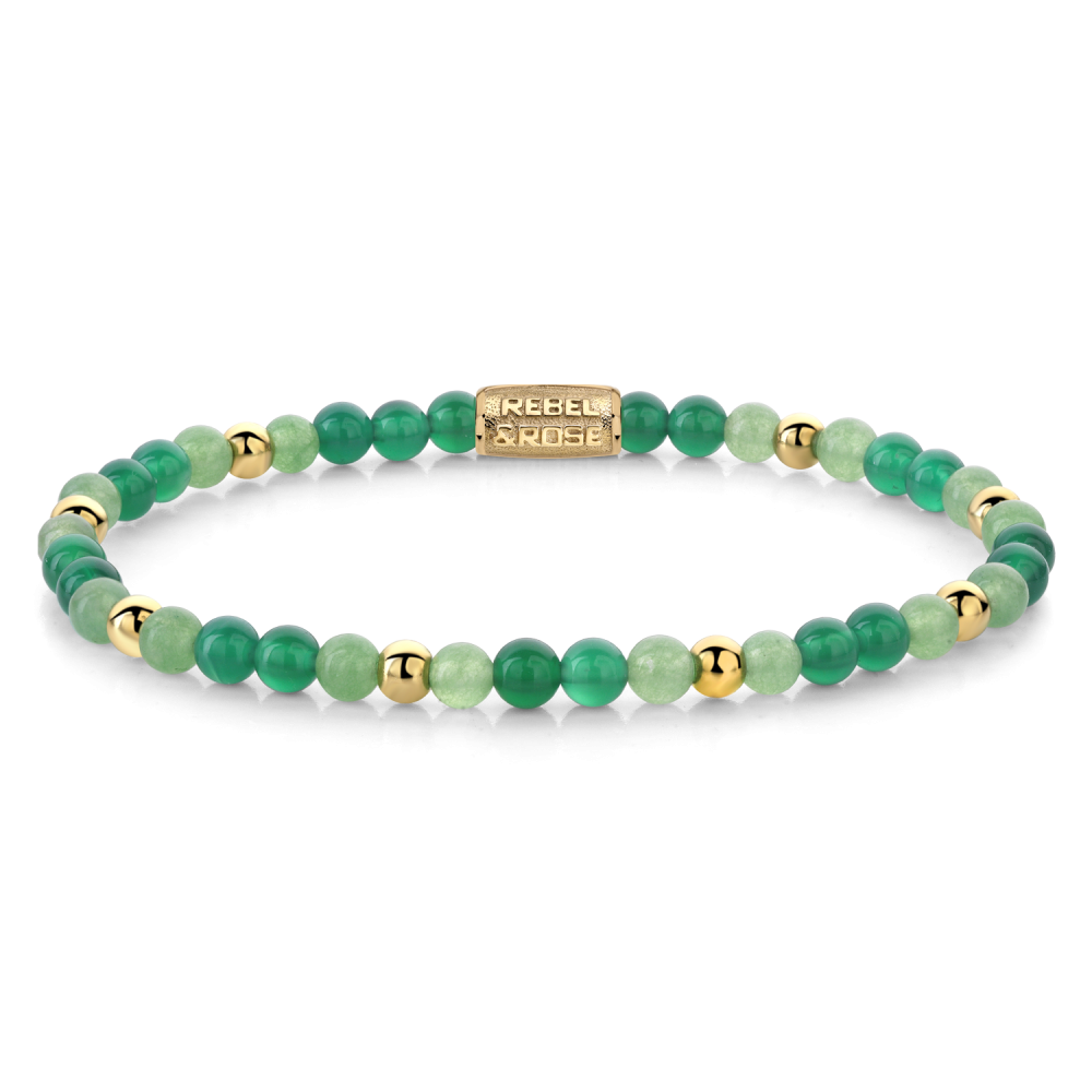 Rebel and Rose Green Morning Vibes 4mm Yellow Gold Plated Bracelet
