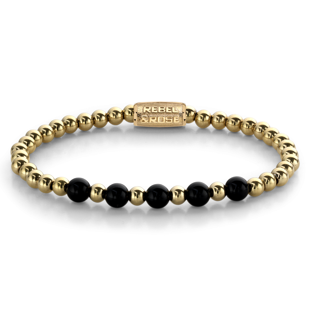 Rebel and Rose Yellow Gold meets Black Madonna 6mm Bracelet