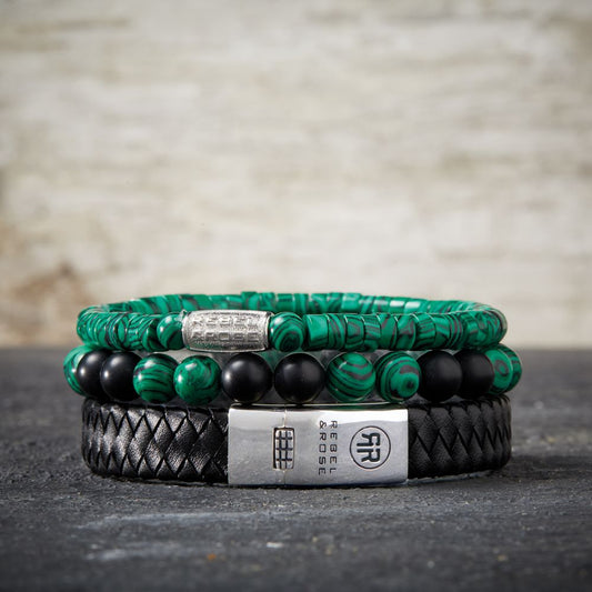 Rebel and Rose Slices - Malachite Green 6mm Bracelet