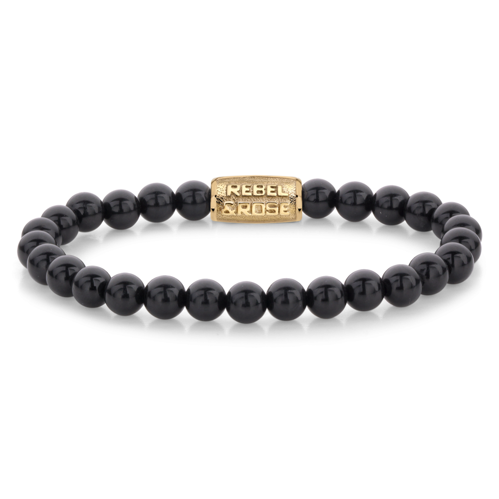 Rebel and Rose Black Velvet Gold 6mm Bracelet