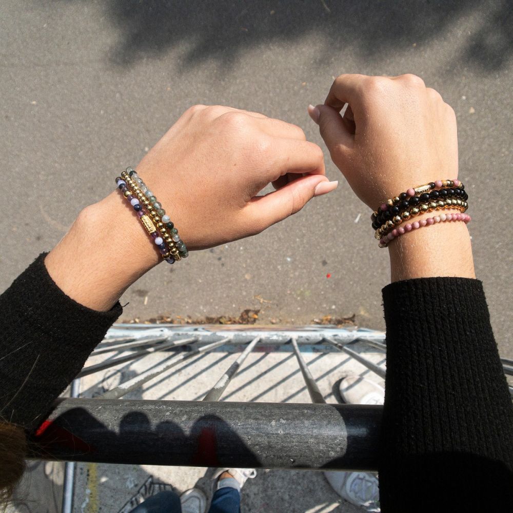 Rebel and Rose Black Velvet Gold 6mm Bracelet