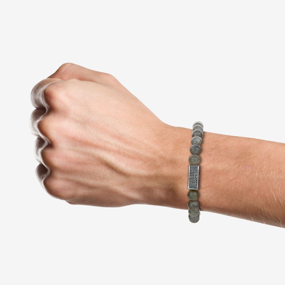 Rebel and Rose Labradorite Shield 925 6mm Bracelet