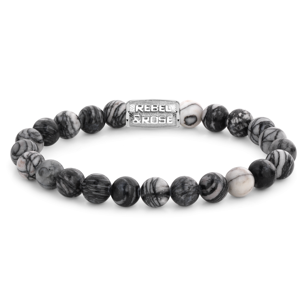 Rebel and Rose Black Wolf 8mm Bracelet