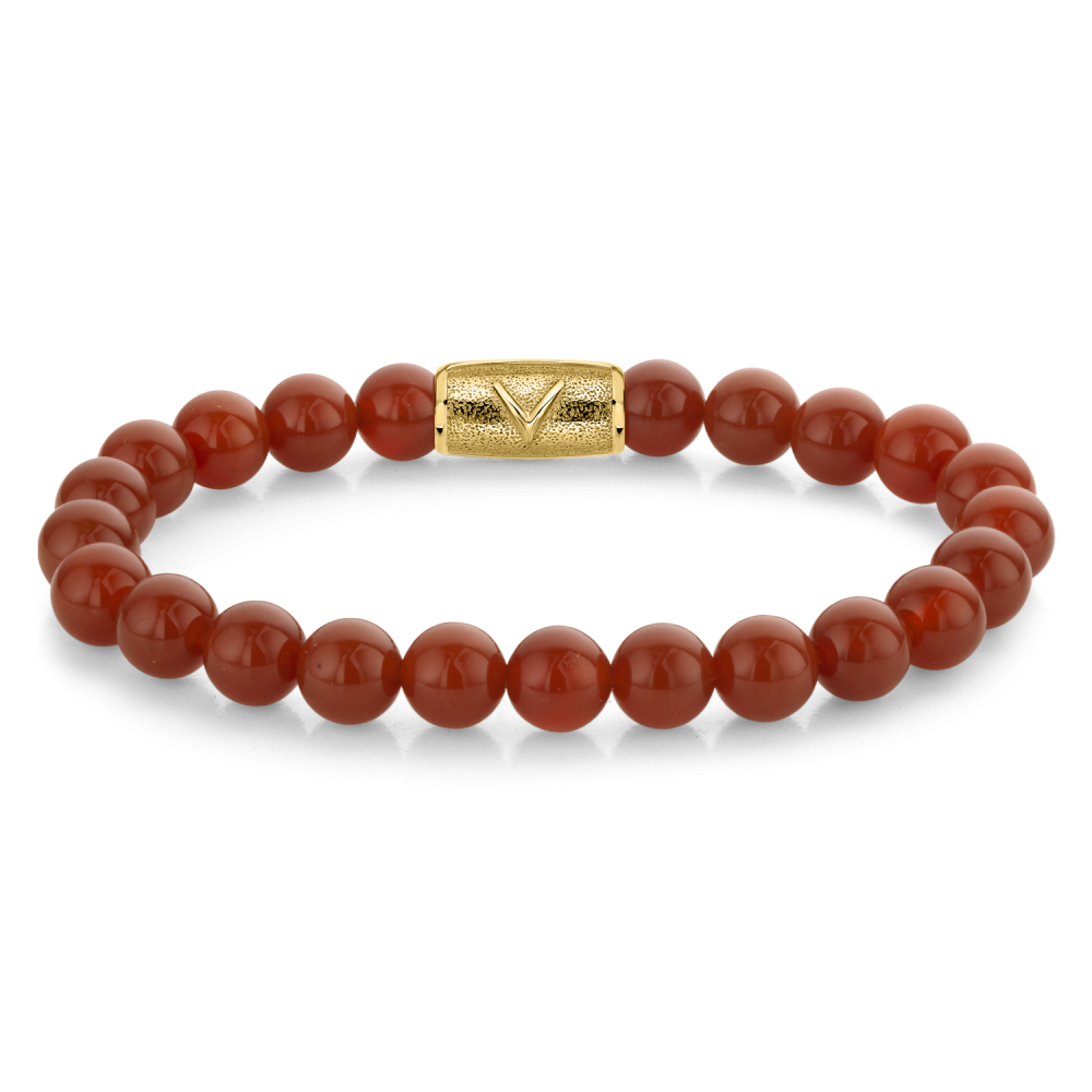 Rebel and Rose Red Agate Gold 8mm Bracelet