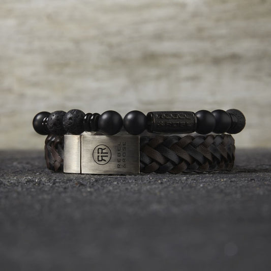 Rebel and Rose Braided Raw Mat Black Bracelet