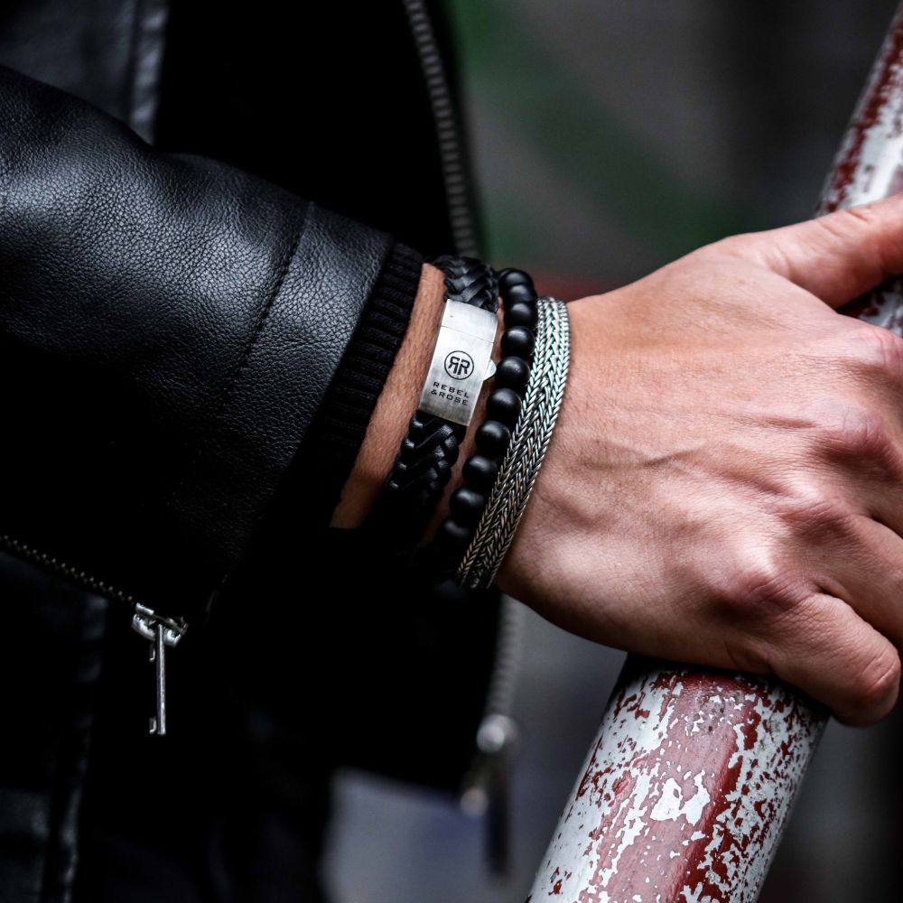 Rebel and Rose Braided Raw Mat Black Bracelet