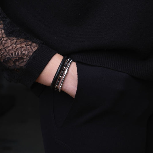 Rebel and Rose Half Round Braided Black Bracelet