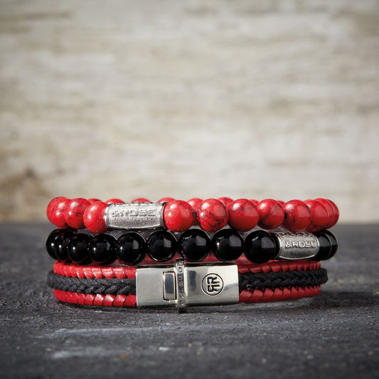 Rebel and Rose Dual Twisted Black-Red Bracelet