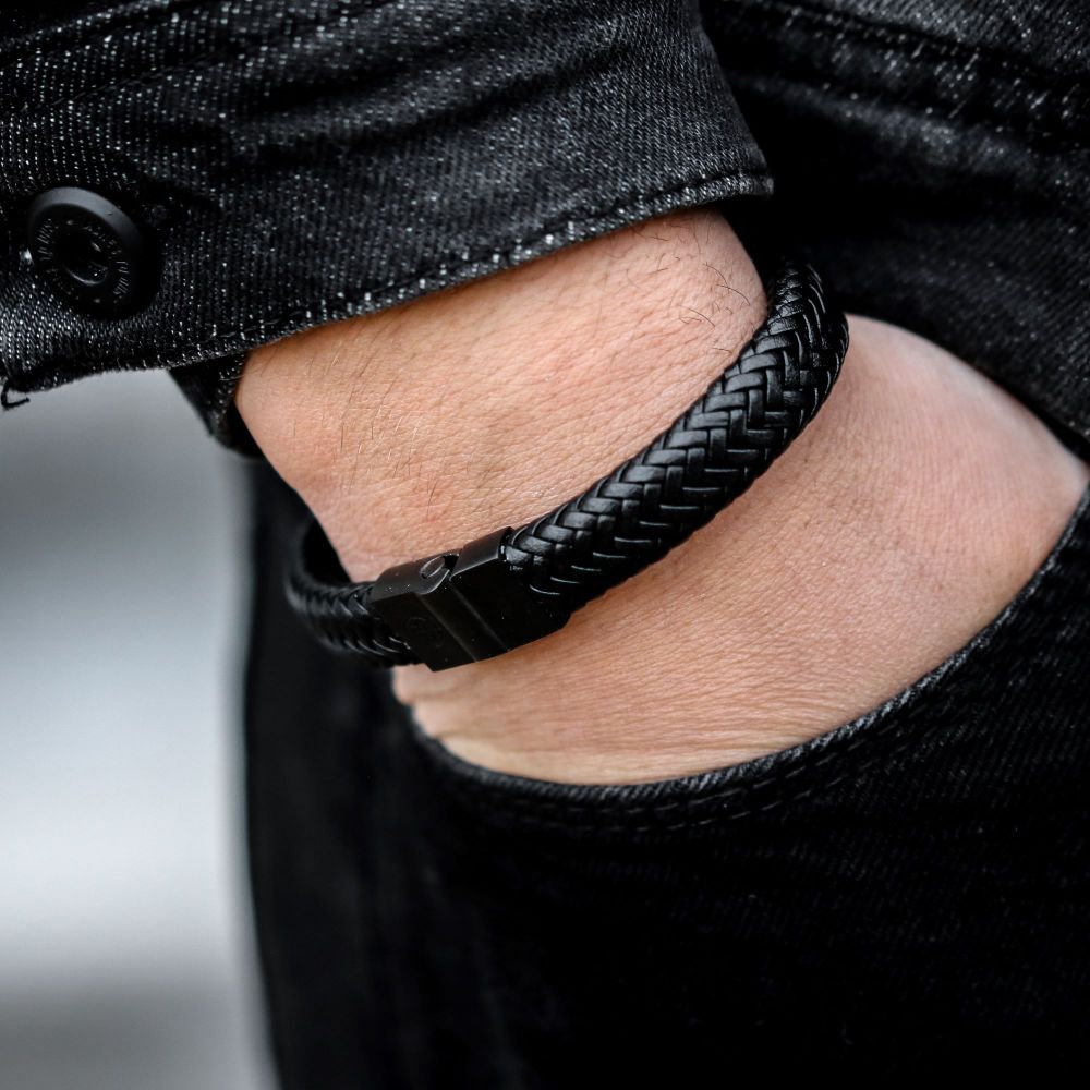 Rebel and Rose Full Metal Herringbone Black Black Bracelet