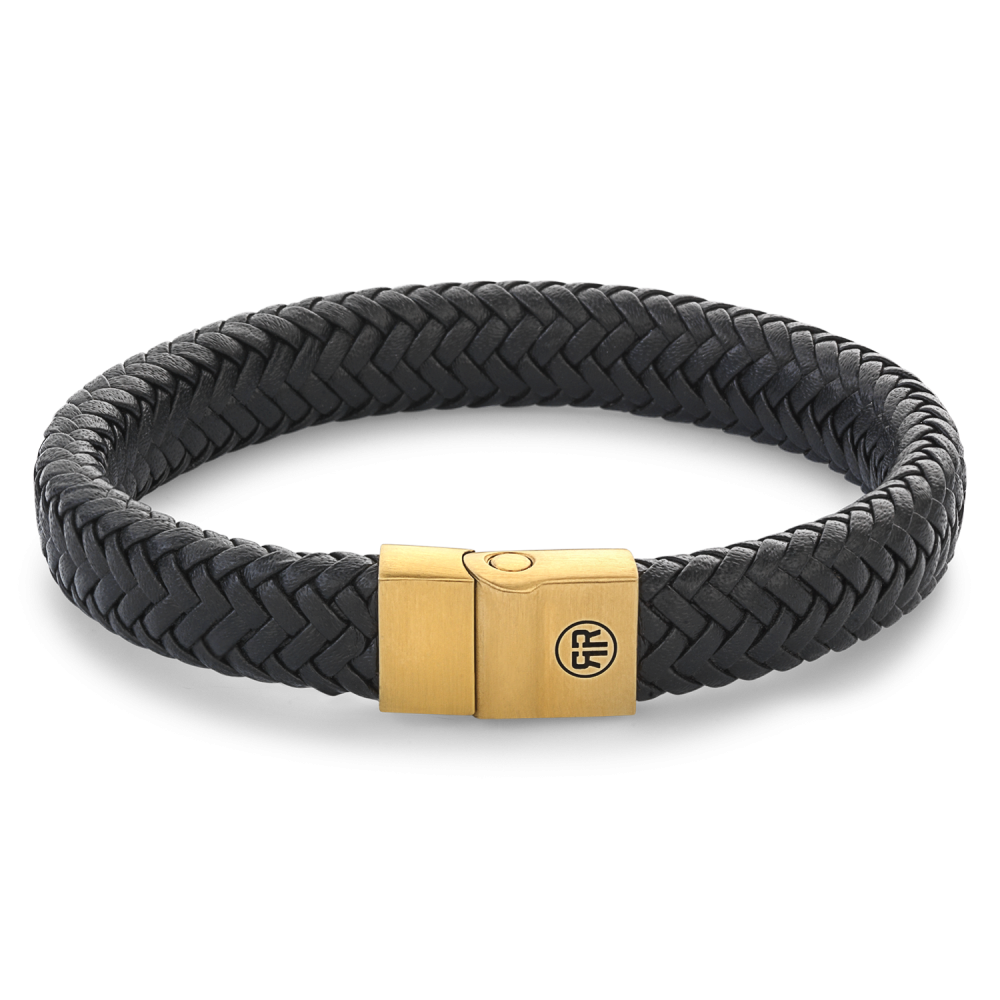 Rebel and Rose Full Metal Herringbone Black Gold Bracelet