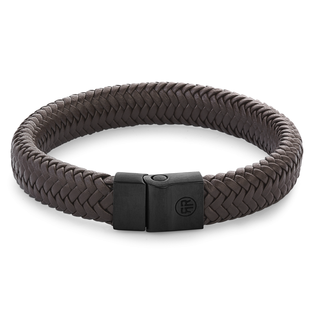 Rebel and Rose Full Metal Herringbone Brown Black Bracelet