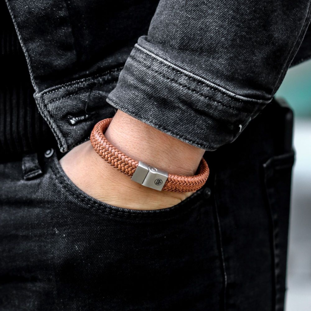 Rebel and Rose Full Metal Herringbone Cognac Matt Bracelet