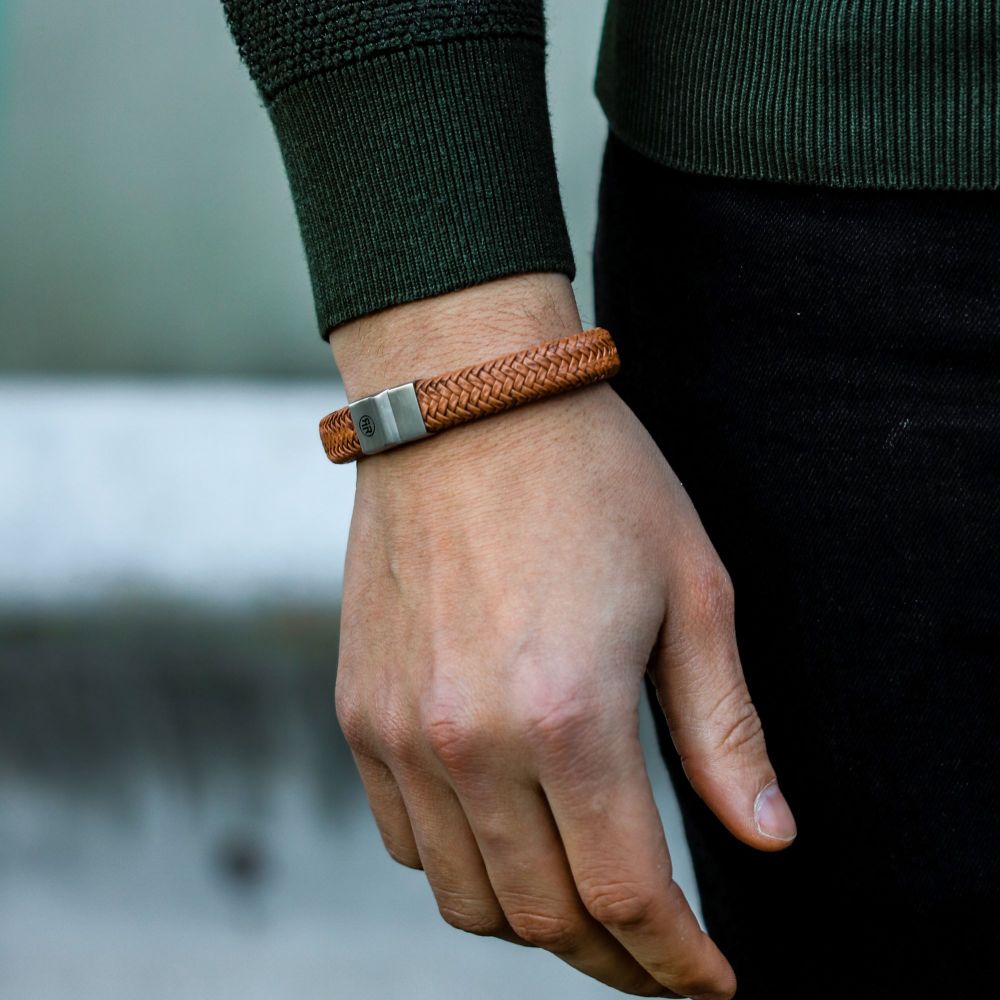 Rebel and Rose Full Metal Herringbone Cognac Matt Bracelet