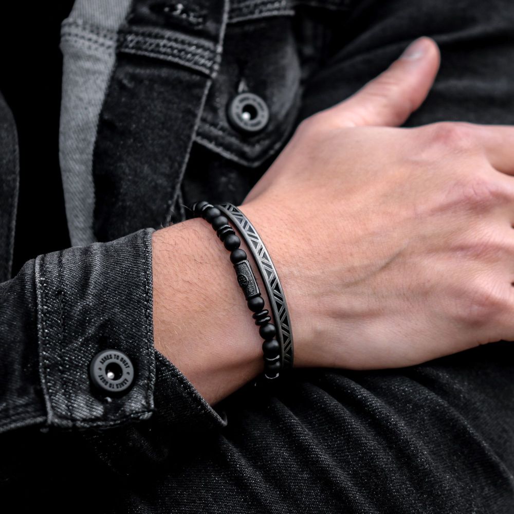 Rebel and Rose Bangle Vintage Black Triangle
