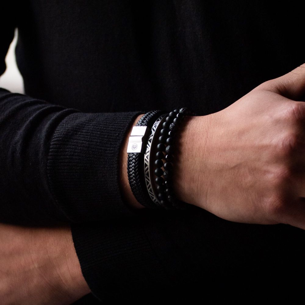 Rebel and Rose Bangle Brushed Black Triangle