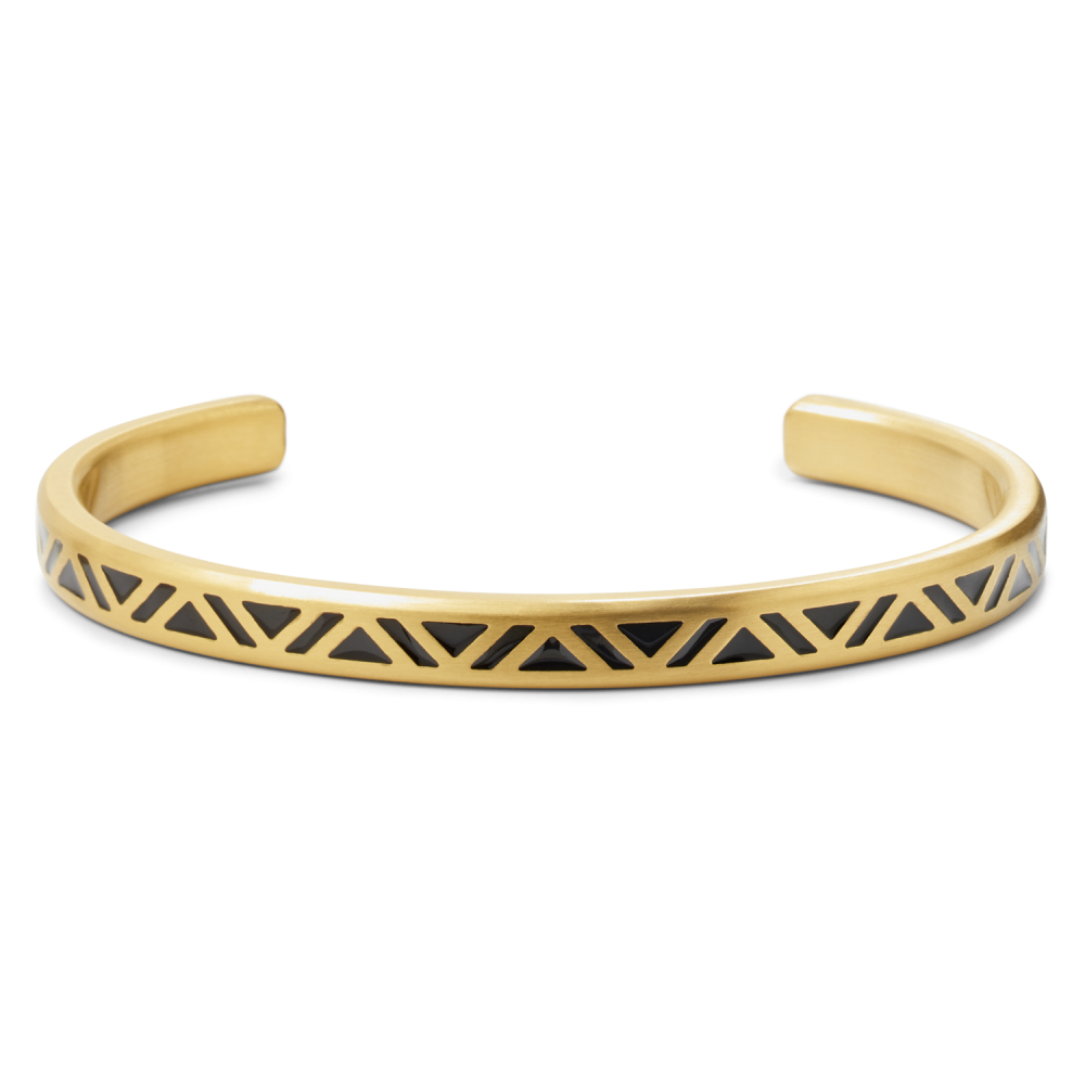 Rebel and Rose Bangle Brushed Gold Black Triangle